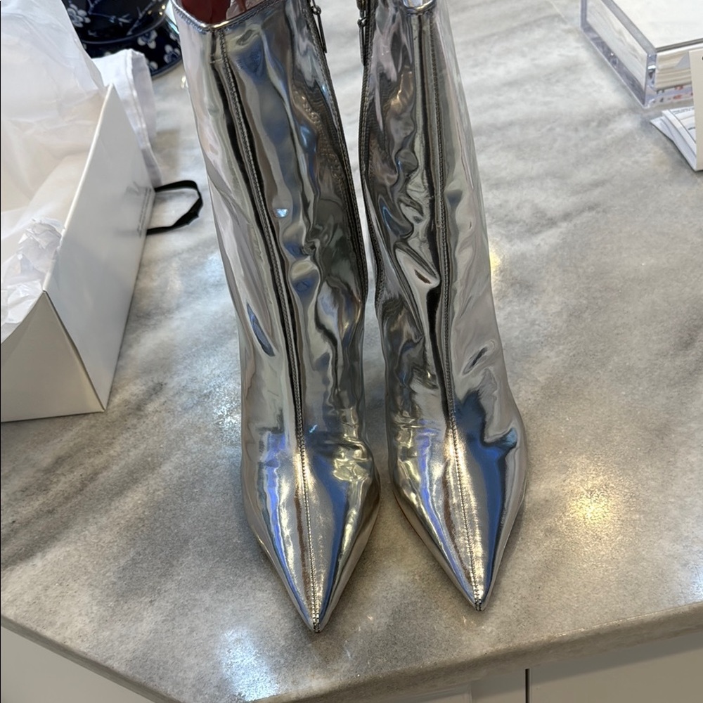 Schultz silver wedged boots sz 11 B